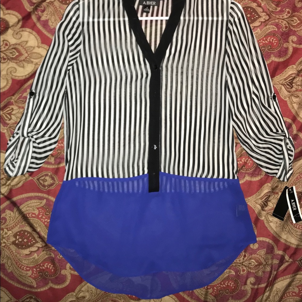 A.BYER LONG SLEEVE SEE THROUGH TOP.